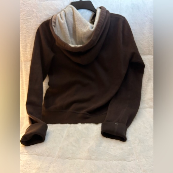 Abercrombie & Fitch brown sweat jacket size Medium with hoodie front pockets - Picture 10 of 12
